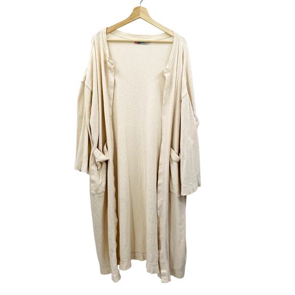Free People Beach Cream Long Cardigan Sweater